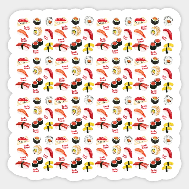 Sushi Time Overload Pattern Sticker by Bubbly Tea